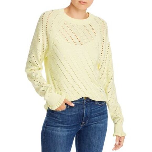 NWT See by Chloe Women's Open Knit Cotton Alpaca Wool Crew Neck Pullover Size XL